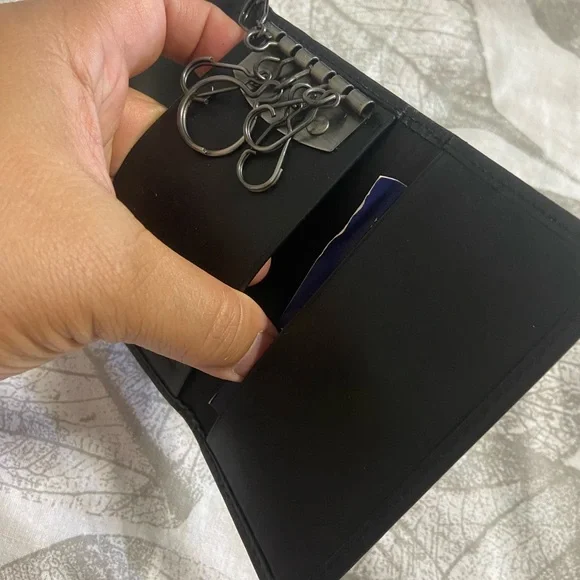 POLO RALPH LAUREN Black Leather Key-Card Holder Wallet